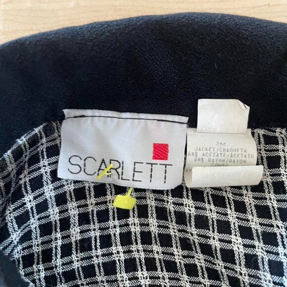 Vintage 90s Scarlett Cropped Blazer Top Short Sleeve Plaid Checkered XS/S 90s - Picture 5 of 7